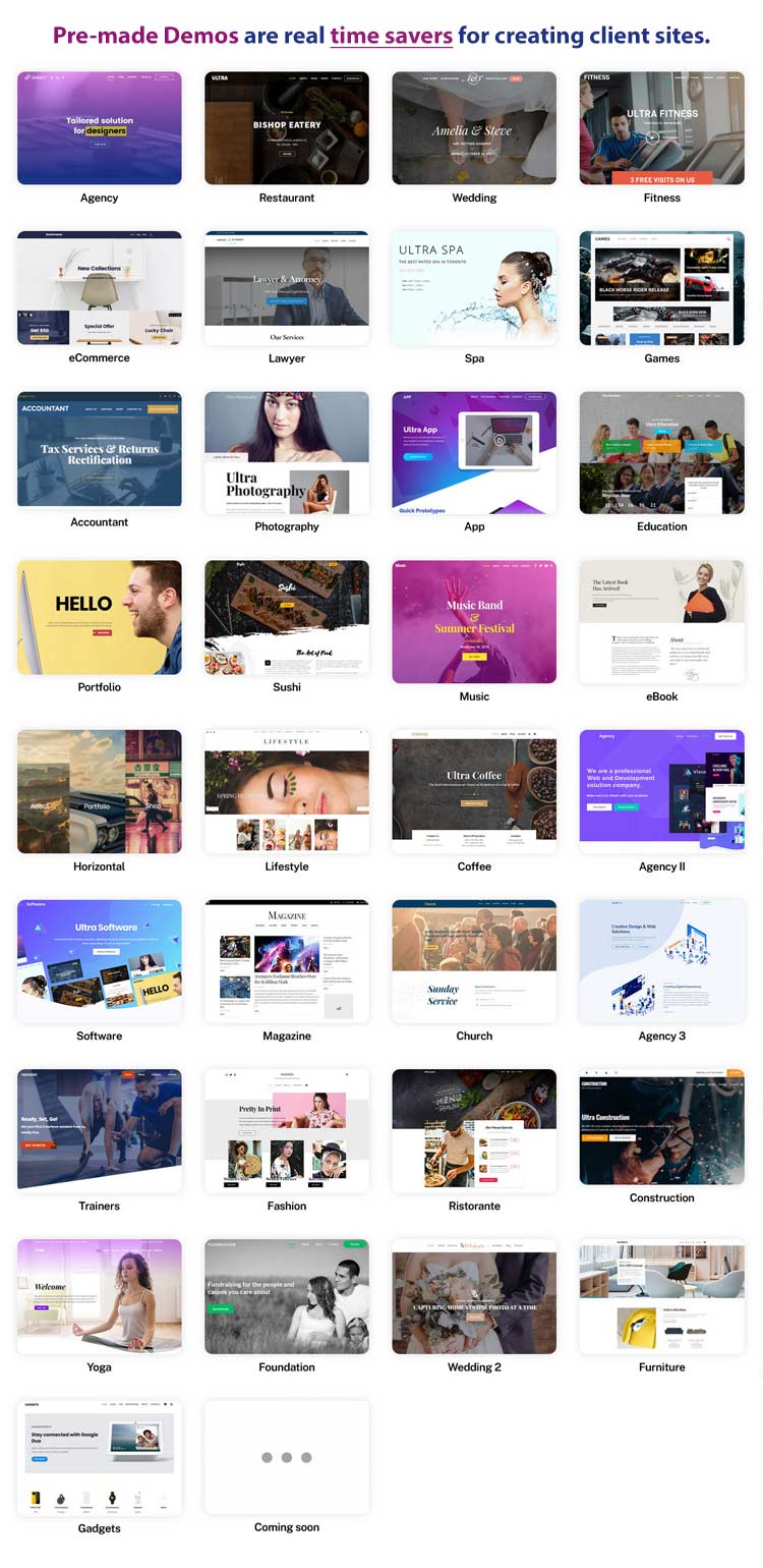 Ultra theme by Themify - Starter Sites Demos for different niche websites